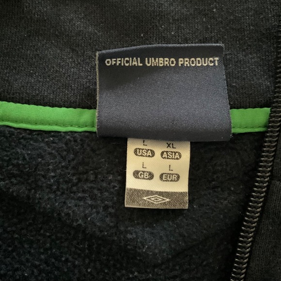 VTG Y2K Umbro Ireland Football Training Track Jacket L Navy 1/4 Zip FAI Eircom - Picture 6 of 10